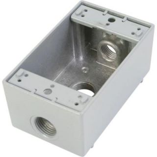 Greenfield 1 Gang Weatherproof Electrical Outlet Box with Three 1/2 in. Holes   White B23WS