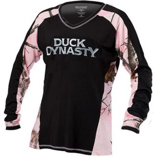 Duck Dynasty Women's Long Sleeve Performance T Shirt, Realtree Pink/Caviar