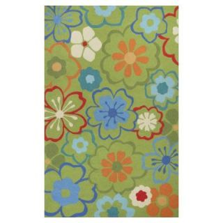 Kas Rugs Flowers at Play Green/Blue 5 ft. x 7 ft. 6 in. Area Rug SOE20275X76