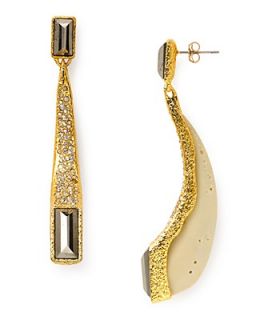 Alexis Bittar Elements Gold Ivory Coal Resin Claw Earrings