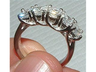 2 carat FIVE STONE princess cut band Solid white gold new DIAMOND RING