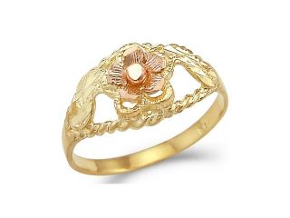 14k Yellow and Rose Gold Two Tone New Flower Ring
