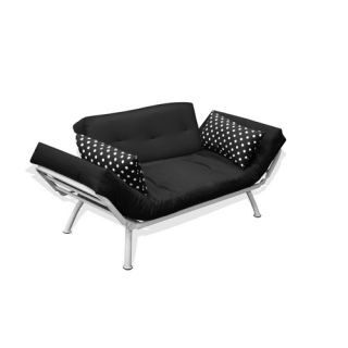 Elite Products Mali Flex Sofa/Cushion Combo Futon in Black Polka Dot