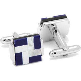 Mens Cufflinks Inc Mother of Pearl Lapis Windmill Square Cufflinks