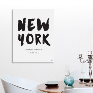 New York Location Coordinates by Renee Tohl Textual Art on Canvas by