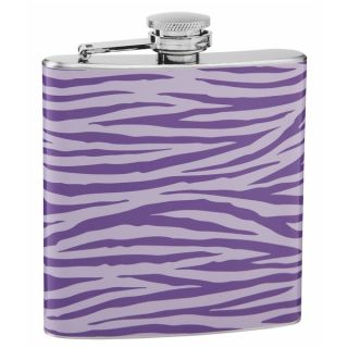 Top Shelf Light and Dark Purple Tiger Print 6 ounce Hip Flask