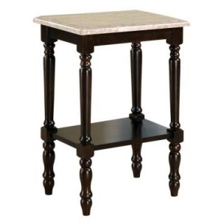 Worldwide Homefurnishings Marble Rectangle Accent Table in Espresso 501 901REC