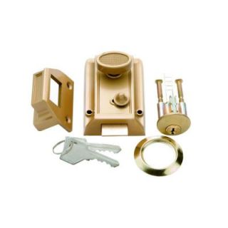 First Watch Security Polished Brass Door Night Latch and Locking Cylinder 1105