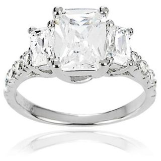 Alexandria Collection Sterling Three Stone Cubic Zirconia Engagement Ring