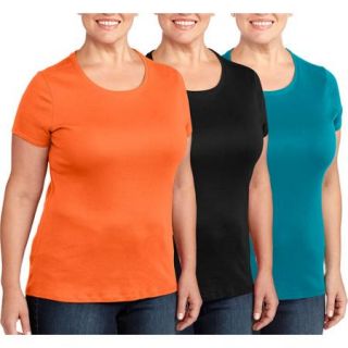 Faded Glory Women's Plus Size Short Sleeve Crew Neck Tee, 3 Pack