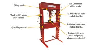 Arcan Pneumatic Shop Press with Gauge and Winch — 100-Ton, Model# CP100  Hydraulic Presses