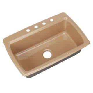 KOHLER Cape Dory Self Rimming Cast Iron 33x22x9.625 4 Hole Kitchen Sink in Mexican Sand DISCONTINUED K 5863 4 33