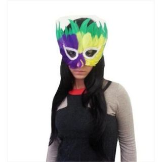 CoverYourHair mk119 Mardi Gras Flat Tri Color Feather Eye Mask