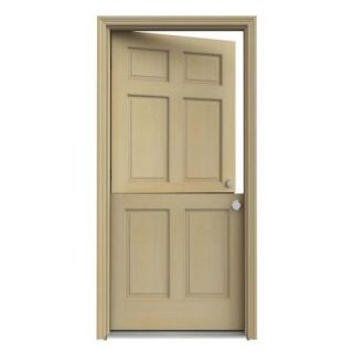 JELD WEN 36 in. x 80 in. 6 Panel Unfinished Dutch Hemlock Wood Prehung Front Door with Brickmould O11677