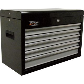 Homak SE Series 27in. 5-Drawer Top Tool Chest — Black, 26in.W x 12in.D x 17in.H, Model# BG03036503  Tool Chests