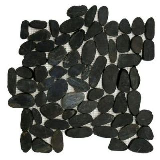 Merola Tile Riverstone Flat Black 11 3/4 in. x 11 3/4 in. x 10 mm Natural Stone Mosaic Floor and Wall Tile GDMFSBK