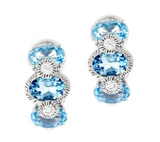 Judith Ripka Sterling & Diamonique Blue Topaz Huggie Hoops —