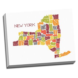 New York Typography Map Wall Art   Shopping