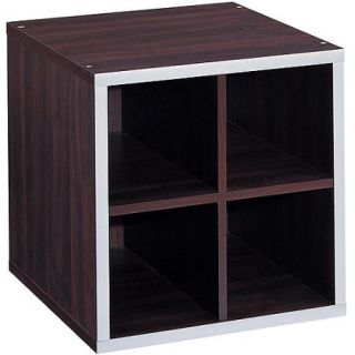 Quadrant 4 Section Storage Cube with Chrome Trim, Espresso