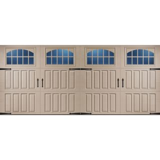Pella Carriage House Series 192 in x 84 in Insulated Sandtone Double Garage Door with Windows