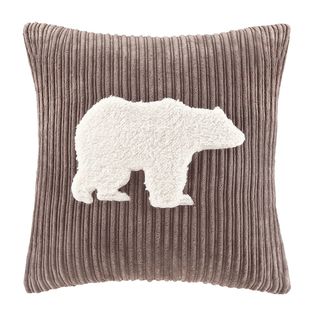 Woolrich Bear Applique Square Pillow