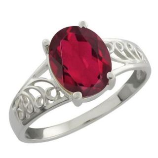 1.80 Ct Oval Ruby Red Mystic Quartz 925 Sterling Silver Ring