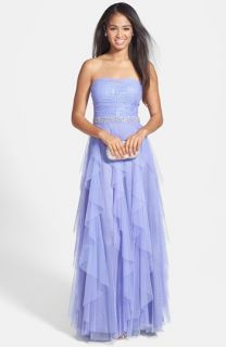 Hailey by Adrianna Papell Embellished Tiered Tulle Ballgown