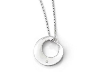 20mm Twisted Circle Diamond Adj. Necklace in Rhodium Plated Silver