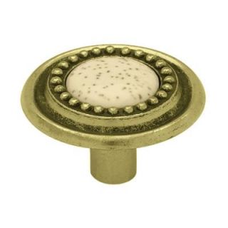 Liberty Sundial 1 1/4 in. Antique Brass with Oatmeal Insert Cabinet Knob P50171H ABM C