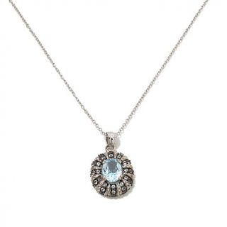 Ravenna Gems 1.73ct Sky Blue and White Topaz Oval Sterling Silver Pendant with    7974175