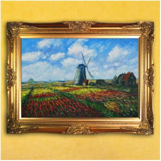 Tori Home Monet Tulip Field with the Rijnsburg Windmill Canvas Art