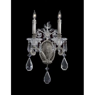 Crystal Two Light Wall Sconce in Steel