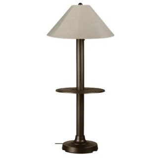 Patio Living Concepts Catalina 63.5 in. Bronze Outdoor Floor Lamp with Tray Table and Antique Beige Linen Shade 20697