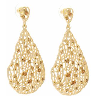 NEXTE Jewelry 14k Gold Overlay Champagne Rhinestone Filigree Earrings