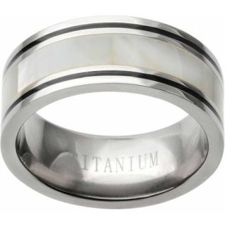 Daxx Men's Abalone Inlay Titanium Fashion Ring, 9mm