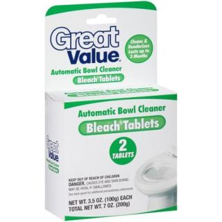 Great Value Automatic Toilet Bowl Cleaner Bleach Tablets, 2 count