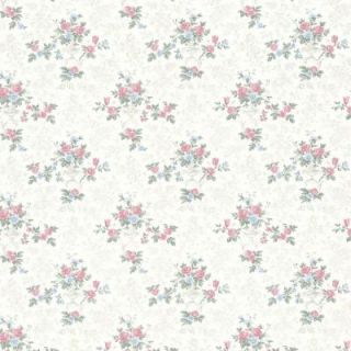 Mirage 56 sq. ft. Kezea White Petit Floral Urn Wallpaper 992 68362