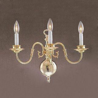 Weinstock Illuminations 15 in W 3 Light Polished Brass Candle Hardwired Wall Sconce