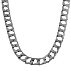 Sterling Silver Mens Solid Square Curb Link Necklace  