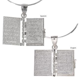 Journee Collection Sterling Silver Prayer Box Necklace (Spanish