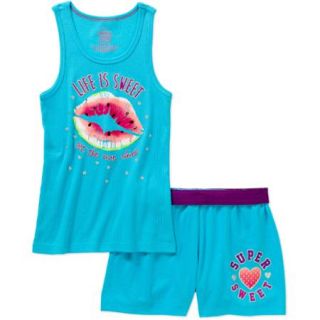Faded Glory Girls' Graphic Tank And Graphic Short Outfit Set