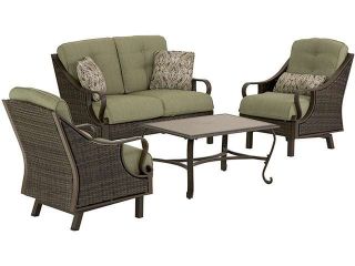 Hanover VENTURA4PC Ventura 4 Piece Outdoor Seating Set with Loveseat, Two Gliding Chairs, and Cofee Table