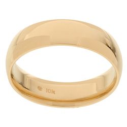 10k Yellow Gold Mens Comfort Fit 6 mm Wedding Band  
