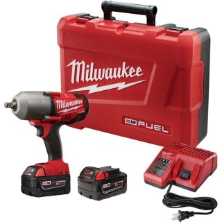 Milwaukee M18 FUEL 1/2in. High Torque Impact Wrench with Friction Ring — Two M18 RedLithium XC 5.0 Batteries, Model# 2763-22  Cordless Impact Wrenches