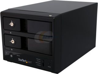 StarTech S352BU33RER 3.5" Black SATA III USB 3.0 & eSATA USB 3.0 / eSATA Dual Bay Trayless 3.5” SATA III Hard Drive Enclosure with UASP