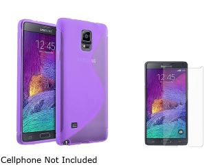 Insten Clear Purple S Shape TPU Case Cover + Screen Protector for Samsung Galaxy Note 4 1963476