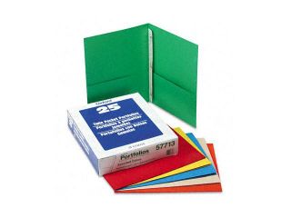 Oxford 57713 Paper Twin Pocket Portfolio, Tang Clip, Letter, 1/2" Capacity, Assorted, 25/Box