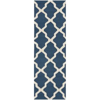 Safavieh Cambridge Navy Blue and Ivory Rectangular Indoor Tufted Runner (Common 2 x 12; Actual 30 in W x 144 in L x 0.75 ft Dia)
