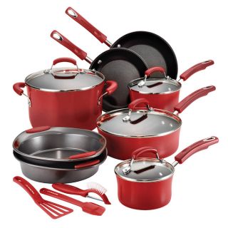 Rachael Ray Hard Enamel 15 piece Red Cookware Set   Shopping