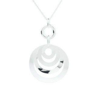 Sterling Polished and Textured Nested Circle Pendant w/Chain —
